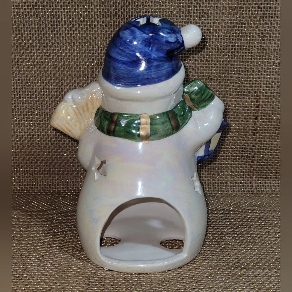 Snowman Tealight Candle Holder& Tall Latte Coffee Tea Mug Cup Christmas Gift Set